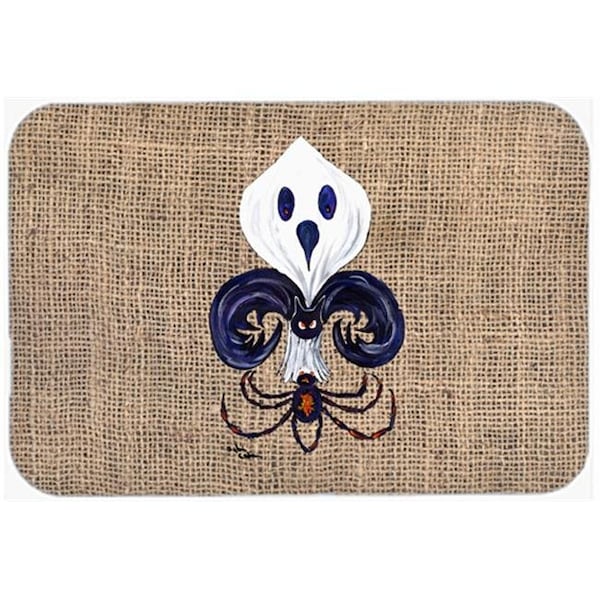 Carolines Treasures Carolines Treasures 8749LCB 15 x 12 in. Halloween Ghost Spider Bat Fleur de lis Glass Cutting Board; Large - 8749LCB