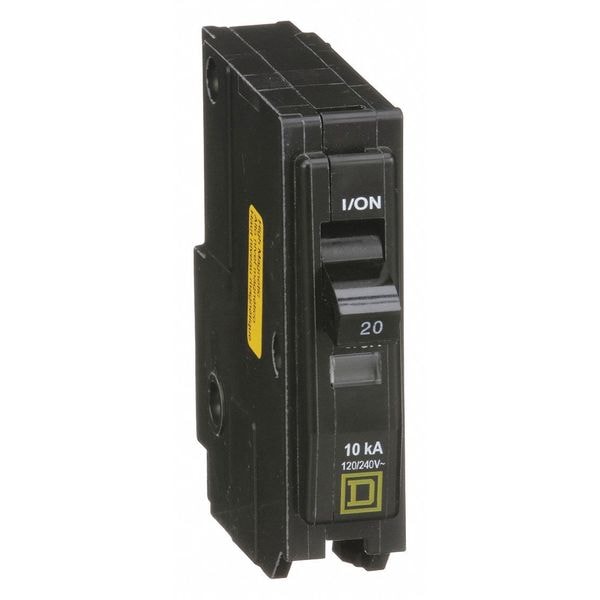 Square D Miniature Circuit Breaker, QO Series, 20A, 1 Pole, 120V AC, 10kA at 120/240V AC - QO120HM