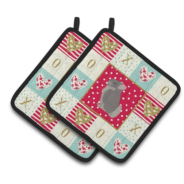 Carolines Treasures 7.5 x 7.5 in. Beige Wellman Chinchilla Love Pair of Pot Holders - CK5419PTHD