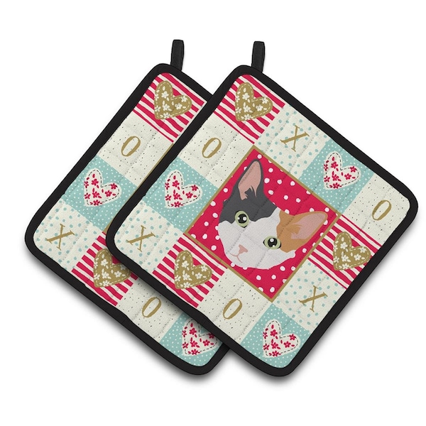 Carolines Treasures 7.5 x 7.5 in. Skookum Cat Love Pair of Pot Holders - CK5166PTHD