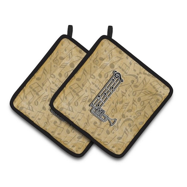 Carolines Treasures Letter L Musical Instrument Alphabet Pair of Pot Holders, 7.5 x 3 x 7.5 in. - CJ2004-LPTHD