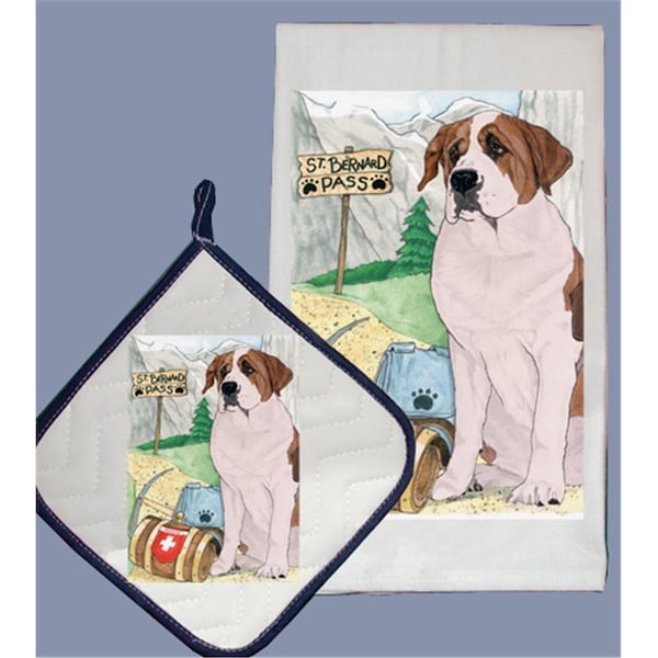 Pipsqueak Productions Dish Towel and Pot Holder Set - St. Bernard - PI392885