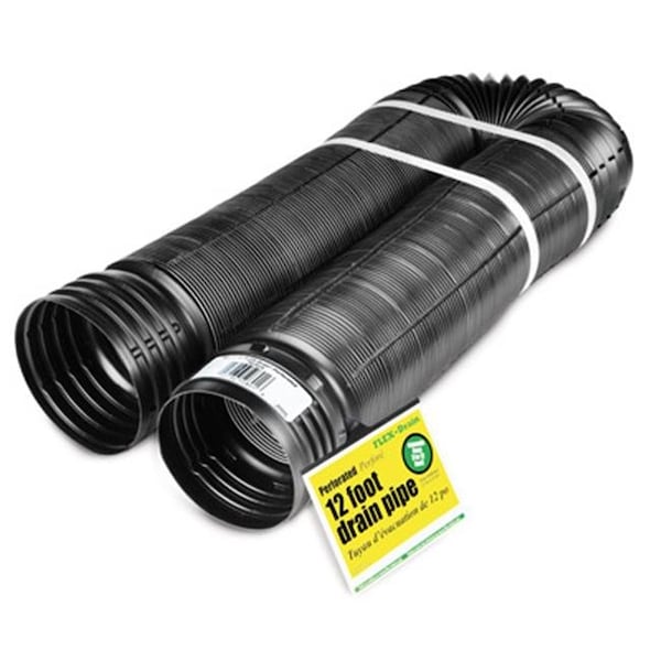 Amerimax Home Products Amerimax Home Products 50910 4 in. x 12 ft. Expandable Perforated Flex-Drain; Black - 149052