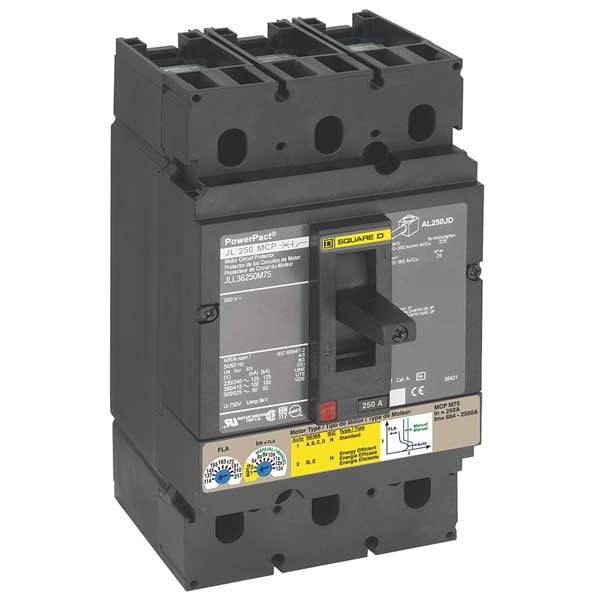 Square D Molded Case Circuit Breaker, JJL Series, 250A, 3 Pole, 600V AC, 100kA at 240V AC - JJL36250M75