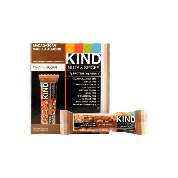 Barra KIND® de Nueces y Especias, Vainilla de Madagascar con Almendra, 1.4 oz., 12 unidades - 17850
