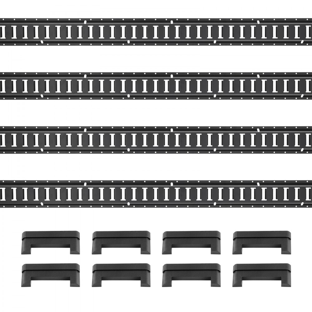 VEVOR E Track Tie Down Rail Kit, 2' Steel Rails, 4 Pack, Secure Cargo & Heavy Loads Up to 2000 lbs, Heavy Duty Etrack Rails with Screws for Garages, Vans, Trailers, Motorcycle Tie Downs, ATV Mountings - HSFMTCEXXJGDSLOGKV0