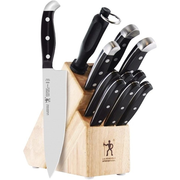 Henckels International Statement Series Knife Block Set, 12Piece, Stainless Steel, Black, Satin - 35309-000