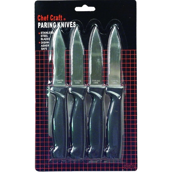 Chef Craft Paring Knife Set, Stainless Steel Blade, White Handle - 20980