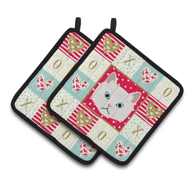 Carolines Treasures 7.5 x 7.5 in. Napoleon Cat Love Pair of Pot Holders - CK5135PTHD