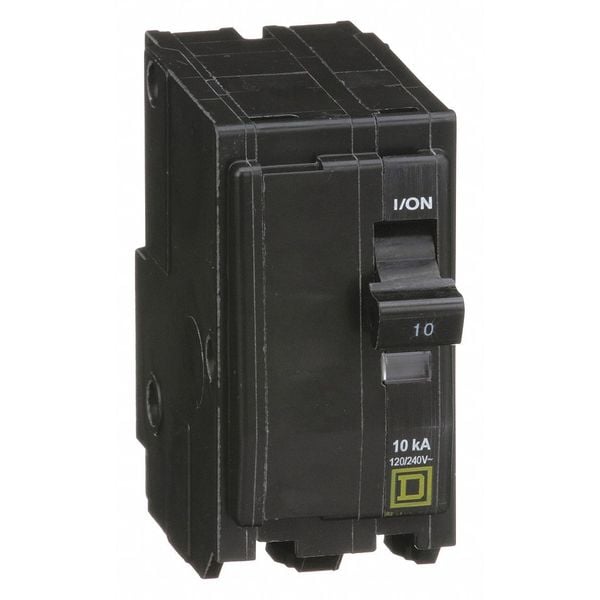 Square D Miniature Circuit Breaker, QO Series, 10A, 2 Pole, 120/240V AC, 10kA at 120/240V AC - QO210