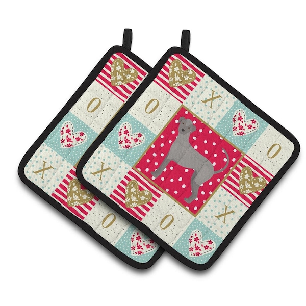 Carolines Treasures 7.5 x 7.5 in. Ecuadorian Hairless Dog Love Pair of Pot Holders - CK5827PTHD