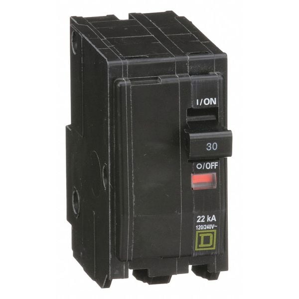 Square D Miniature Circuit Breaker, QO Series, 30A, 2 Pole, 120/240V AC, 22kA at 120/240V AC - QO230VH