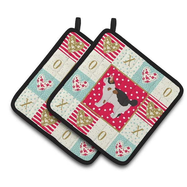 Carolines Treasures 7.5 x 7.5 in. Manx No.3 Cat Love Pair of Pot Holders - CK5648PTHD