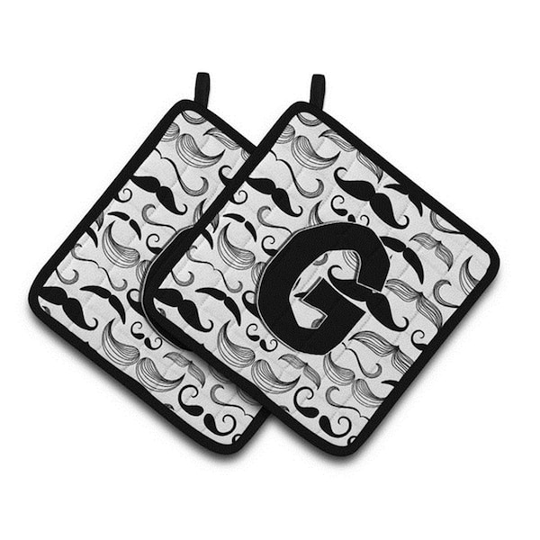 Carolines Treasures Letter G Moustache Initial Pair of Pot Holders, 7.5 x 3 x 7.5 in. - CJ2009-GPTHD