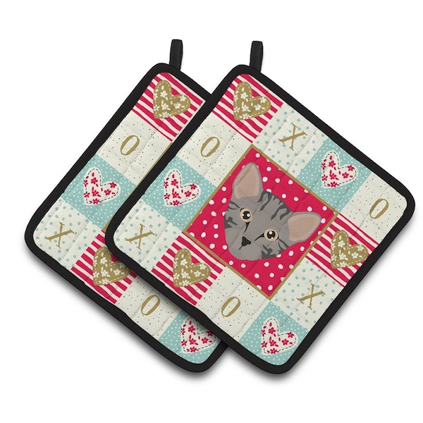 Carolines Treasures 7.5 x 7.5 in. Safari Cat Love Pair of Pot Holders - CK5156PTHD