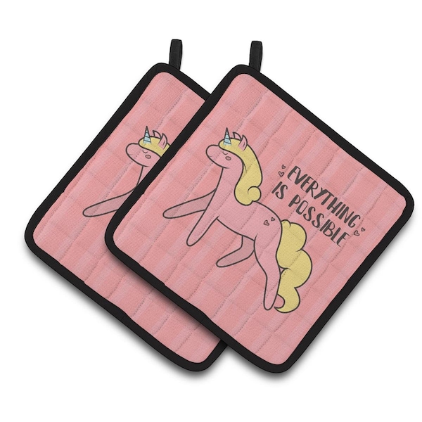 Carolines Treasures Nursery Everything is Possible Unicorn Pair of Pot Holders - BB7479PTHD