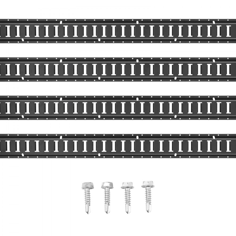 VEVOR E Track Tie Down Rail Kit, 5' Steel Rails, 4 Pack, Secure Cargo & Heavy Loads Up to 2000 lbs, Heavy Duty Etrack Rails with Screws for Garages, Vans, Trailers, Motorcycle Tie Downs, ATV Mountings - HSFMTCEXXJGD2591IV0
