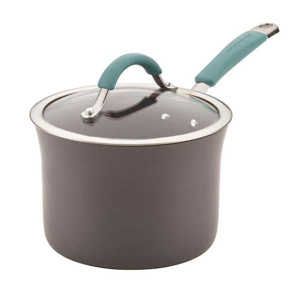 Rachael Ray Rachael Ray 87658 Cucina Hard Porcelain Enamel Nonstick Covered Saucepan; Agave Blue - 3 qt - 87658