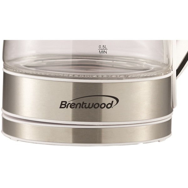 Brentwood Appliances Cordless Tempered-Glass 1.7 L Electric Kettle (White) - KT-1900W