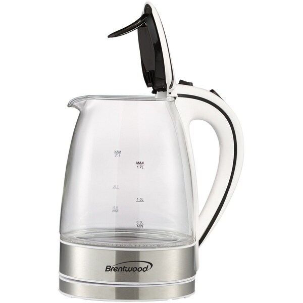 Brentwood Appliances Cordless Tempered-Glass 1.7 L Electric Kettle (White) - KT-1900W