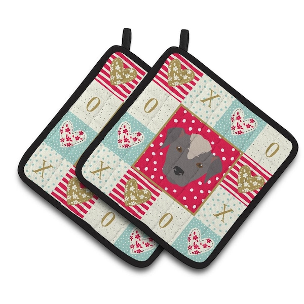 Carolines Treasures 7.5 x 7.5 in. Ecuadorian Hairless Dog Love Pair of Pot Holders - CK5195PTHD