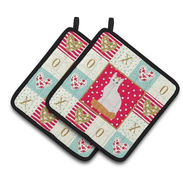 Carolines Treasures 7.5 x 7.5 in. Turkish Van Cat Love Pair of Pot Holders - CK5802PTHD