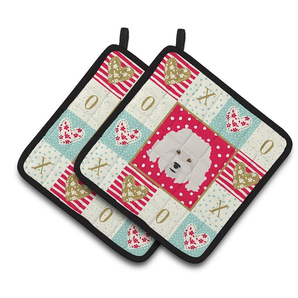 Carolines Treasures 7.5 x 7.5 in. Bolognese Love Pair of Pot Holders - CK5186PTHD