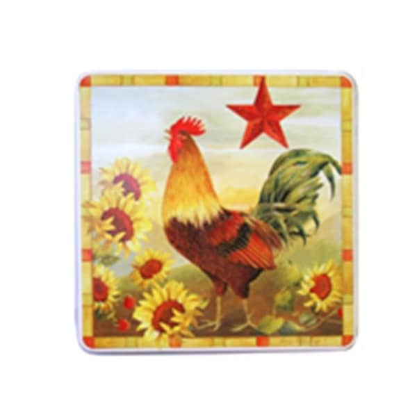 Reston Lloyd Reston Lloyd G-418-W Square Tin Burner Cover  Morning Rooster - G-418-W