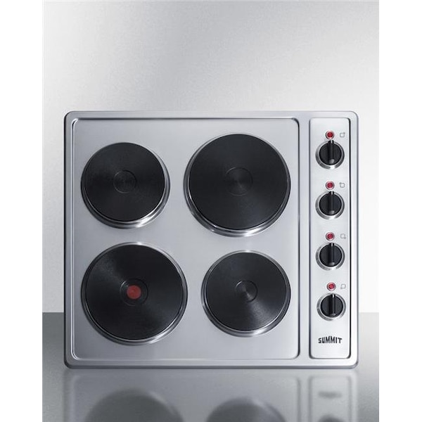 Summit Appliance Summit Appliance CSD4B24 230V 24 in. Wide 4-Burner Solid Disk Cooktop; Stainless Steel - CSD4B24