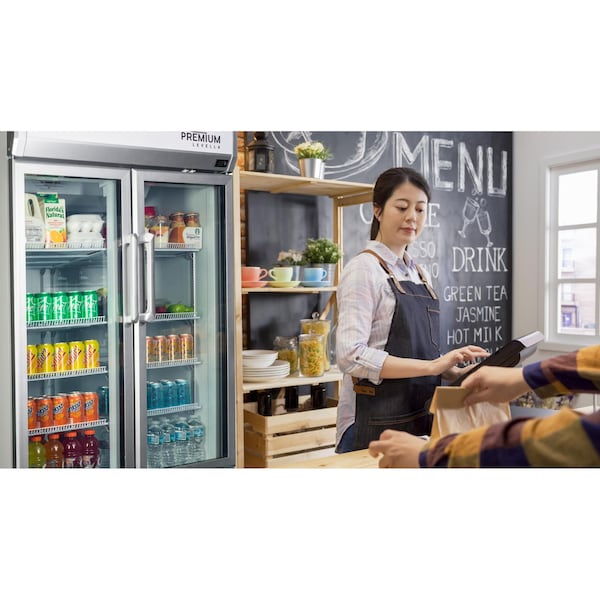 Premium Levella Premium Levella 21 cu. Ft Commercial Display Refrigerator Two Glass Door Merchandiser in Silver - PRN210DX