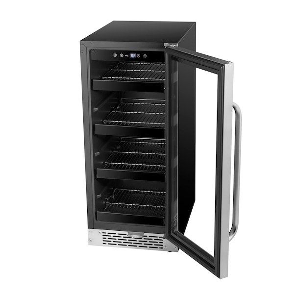 Whynter 15 inch Built-In 80 Can Undercounter Stainless Steel Beverage Refrigerator - BBR-838SB