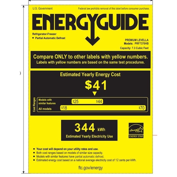 Premium Levella 7.3 cu ft Energy Star Top Freezer Refrigerator in Black - PRF7370HB