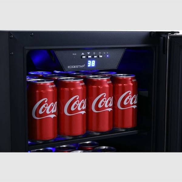 Edgestar 15 Inch Wide 80 Can BuiltIn Beverage Cooler with Blue LED Lighting - CBR902SG