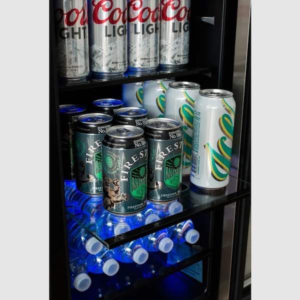 Edgestar 15 Inch Wide 80 Can BuiltIn Beverage Cooler with Blue LED Lighting - CBR902SG