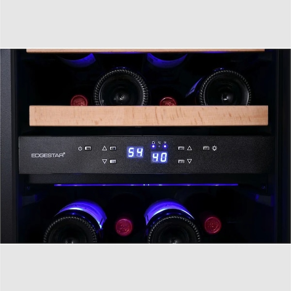 Edgestar 15 Inch Wide 26 Bottle BuiltIn Dual Zone Wine Cooler with Reversible Door and LED Lighting - CWR263DZ
