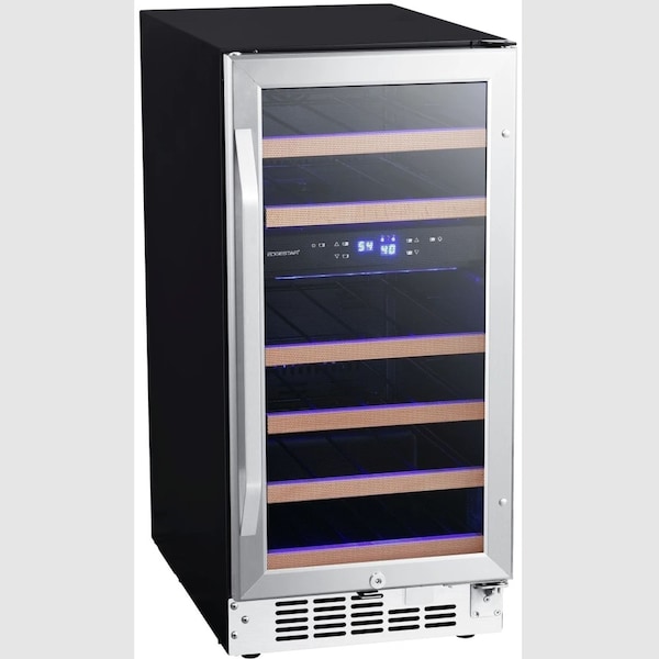 Edgestar 15 Inch Wide 26 Bottle BuiltIn Dual Zone Wine Cooler with Reversible Door and LED Lighting - CWR263DZ