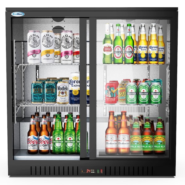 Koolmore Two Door Back Bar Cooler Counter Height Beverage Refrigerator, Mini Drink Fridge For Home Bar - BC-2DSL-BK