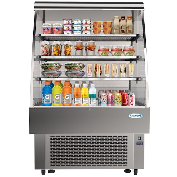 Koolmore Open Air Merchandiser Grab and Go Refrigerator with LED Lighting and Night Curtain - 13.4 cu.ft - CDA-13C