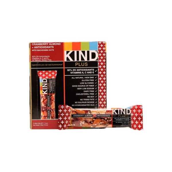 Barra Kind KIND® Plus Nutrition Boost, Arándano Almendra y Antioxidantes, 1.4 oz., 12/caja - 17211