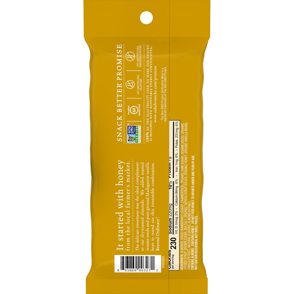 Aperitivos Sahale Sahale 1.5 oz. Almendra Miel, paquete de 18 - 9386900327