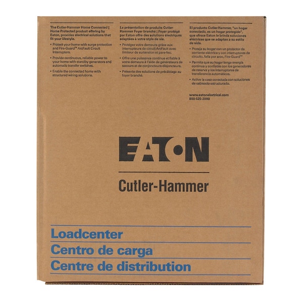 Eaton Load Center, CH, 8 Spaces, 125A, 120/240V AC, Main Lug, 1 Phase - CH8L125SP