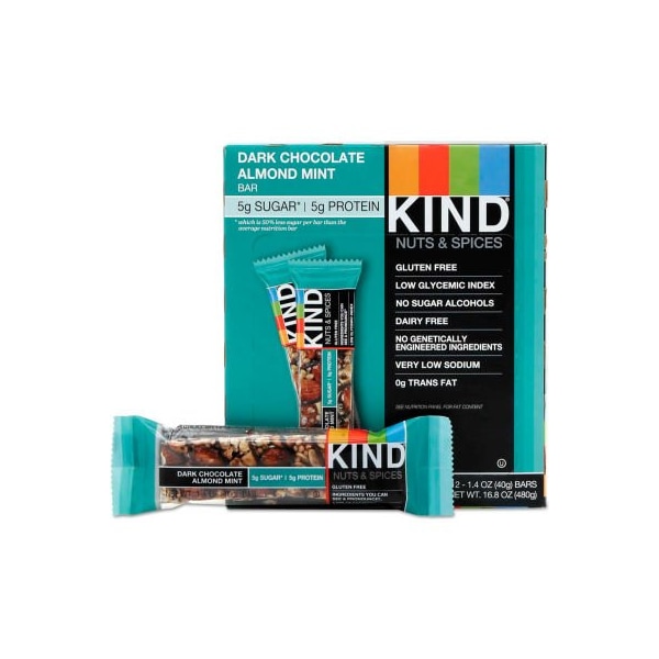 Barra KIND® de Nueces y Especias, Chocolate Oscuro, Almendra y Menta, 1.4 oz. Barra, 12/Box - 19988