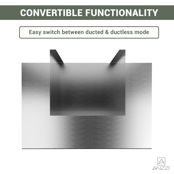 Anzzi 30-Inch Wall Mount Range Hood, Stainless Steel Wall Mount with Touch Control Panel - RH-AZ0176PSS