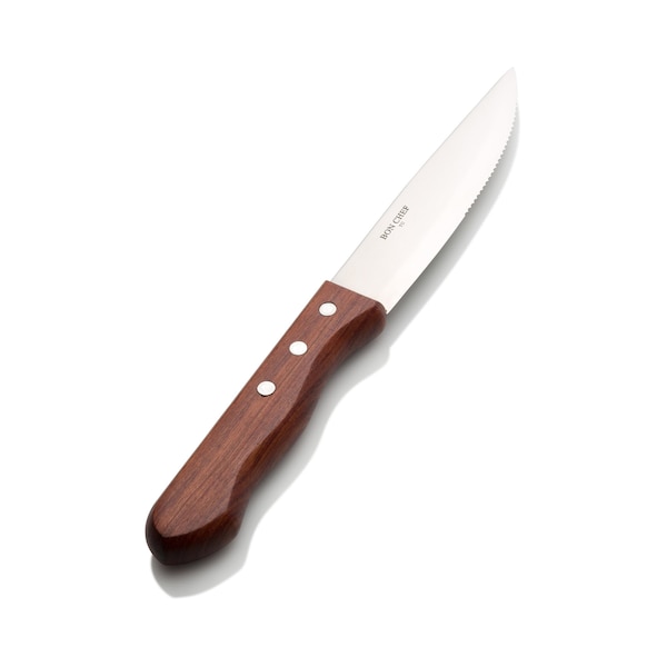 Bon Chef Gaucho, Steak Knife, Dark Wood Handle, Pointed Tip Blade, 13/0, 10" , set of 12 - S937