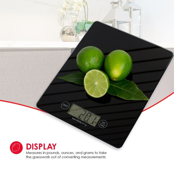 Home Basics Home Basics Multi-Functional Sleek Glass Digital Food Scale, Black - ZOR96076