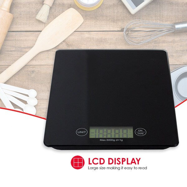 Home Basics Home Basics Multi-Functional Sleek Glass Digital Food Scale, Black - ZOR96076