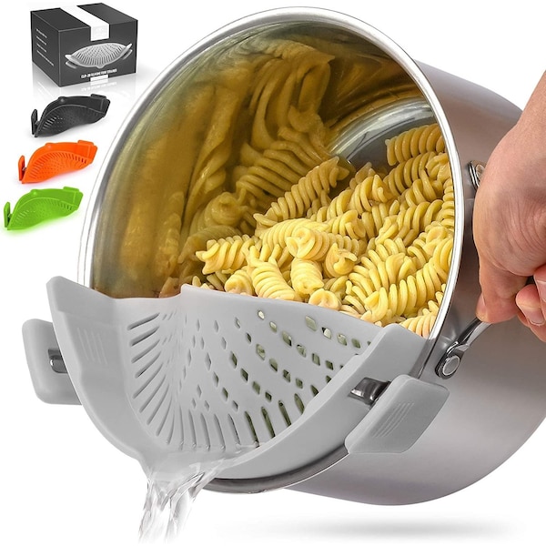 Zulay Kitchen Zulay Pot Strainer Silicone  Gray  Adjustable - ZULB086DX87T8