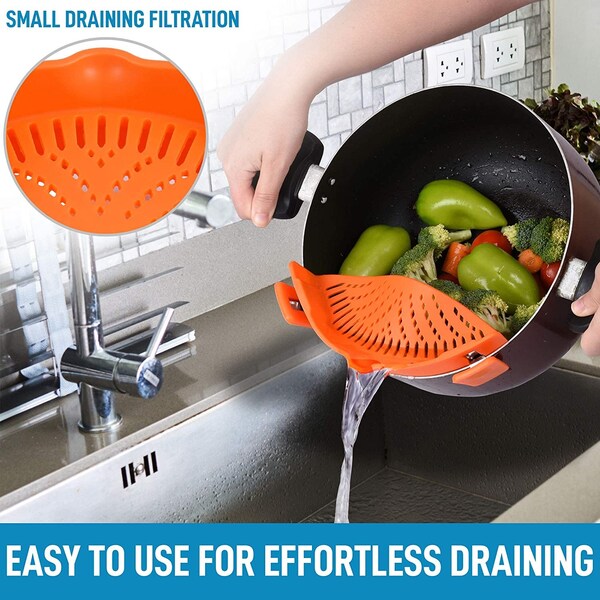 Zulay Kitchen Small Silicone Strainer with Adjustable Clip  Orange - ZULB086DMHVZ7
