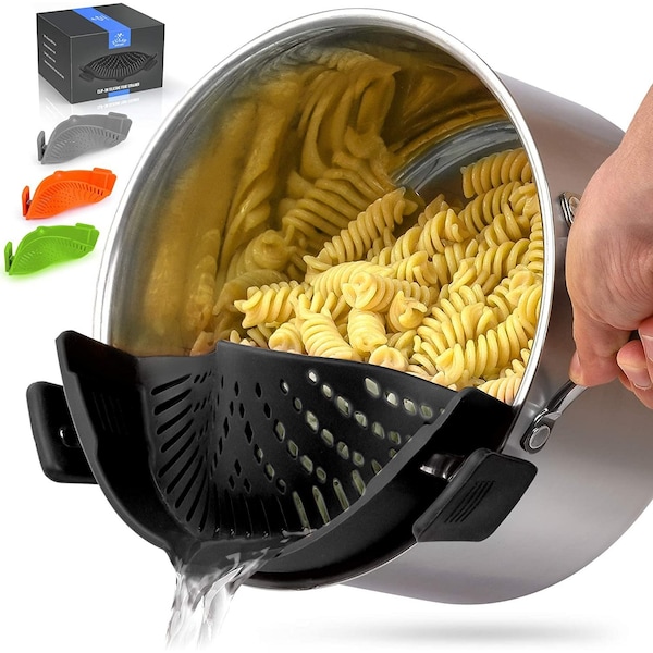 Zulay Kitchen Zulay Strainer with Clips Black Silicone - ZULB086DWDMMC