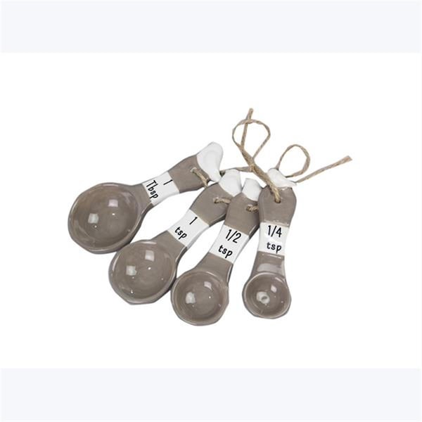 Desorden Ceramic Bird Measuring Spoon, Gray & White - Set of 4 - DE4267187
